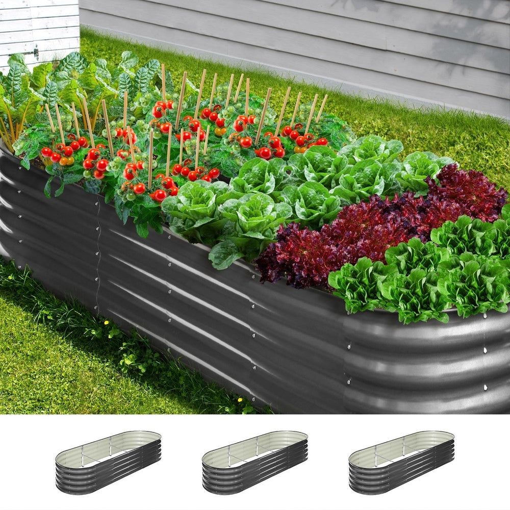 Livsip 3X Garden Bed Galvanised Raised Garden Bed 240X80X42CM-Garden Beds-PEROZ Accessories