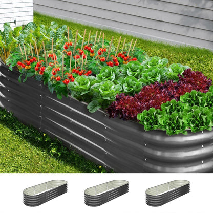 Livsip 3X Garden Bed Galvanised Raised Garden Bed 240X80X42CM-Garden Beds-PEROZ Accessories