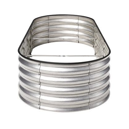Livsip Outdoor Garden Bed Oval Galvanised Steel 240x80x42cm Silver-Garden Bed-PEROZ Accessories