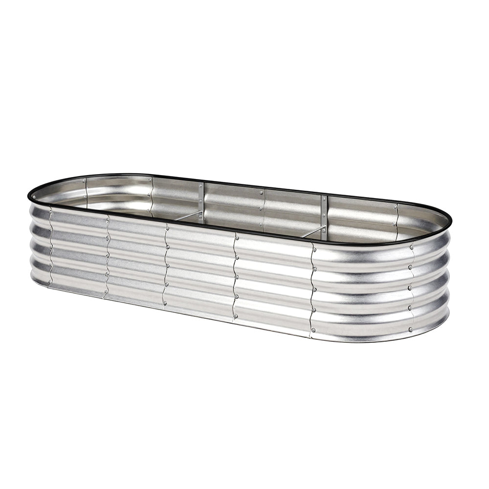 Livsip Outdoor Garden Bed Oval Galvanised Steel 240x80x42cm Silver-Garden Bed-PEROZ Accessories