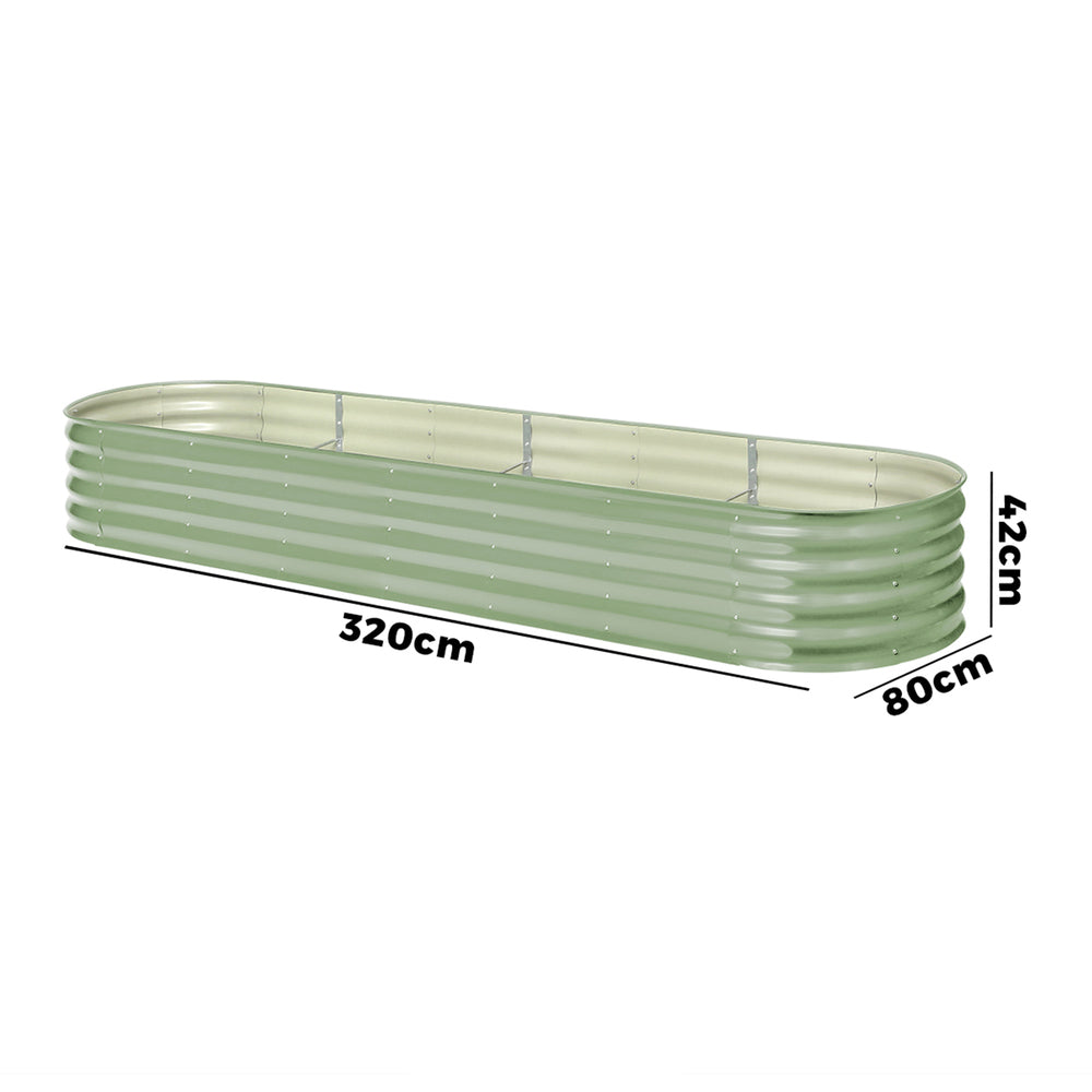 Livsip 2x Garden Bed 320x80x42cm Planter Box Raised Container Galvanised Green-Garden Bed-PEROZ Accessories