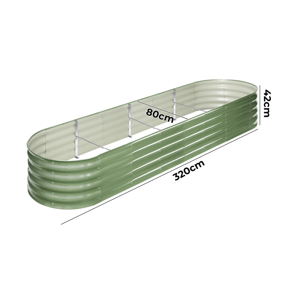 Livsip 3x Garden Bed 320x80x42cm Planter Box Raised Container Galvanised Green-Garden Bed-PEROZ Accessories