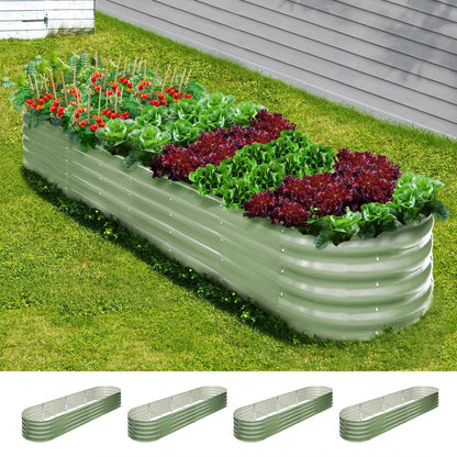 Livsip 4x Garden Bed 320x80x42cm Planter Box Raised Container Galvanised Green-Garden Bed-PEROZ Accessories