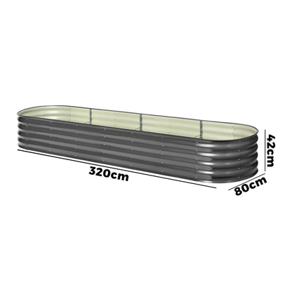 Livsip 2X Garden Bed Galvanised Raised Garden Bed 320X80X42CM-Garden Beds-PEROZ Accessories
