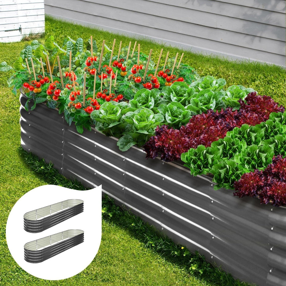 Livsip 2X Garden Bed Galvanised Raised Garden Bed 320X80X42CM-Garden Beds-PEROZ Accessories