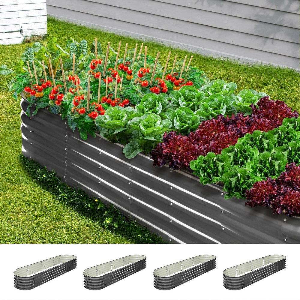 Livsip 4X Garden Bed Galvanised Raised Garden Bed 320X80X42CM-Garden Beds-PEROZ Accessories