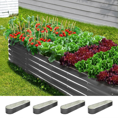 Livsip 4X Garden Bed Galvanised Raised Garden Bed 320X80X42CM-Garden Beds-PEROZ Accessories