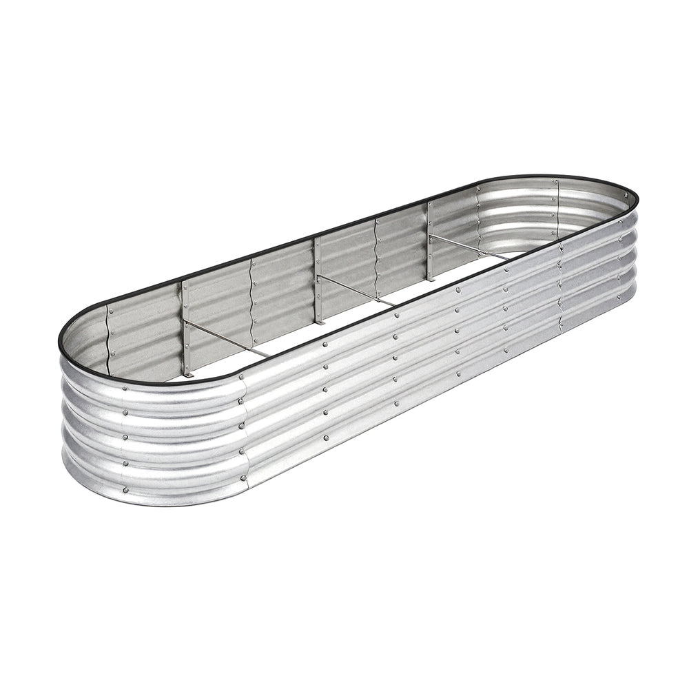 Livsip Garden Bed Oval Galvanised Steel Container 320x80x42cm Silver-Garden Bed-PEROZ Accessories
