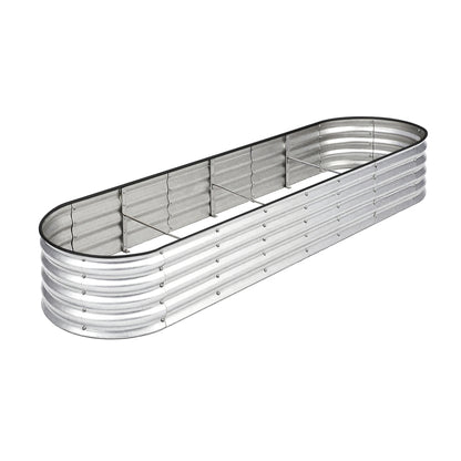 Livsip Garden Bed Oval Galvanised Steel Container 320x80x42cm Silver-Garden Bed-PEROZ Accessories