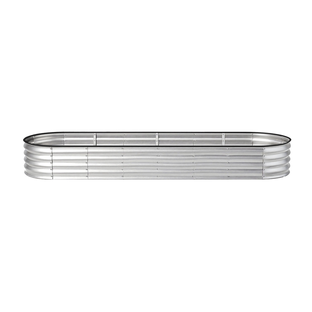 Livsip Garden Bed Oval Galvanised Steel Container 320x80x42cm Silver-Garden Bed-PEROZ Accessories