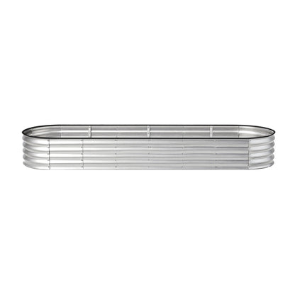 Livsip Garden Bed Oval Galvanised Steel Container 320x80x42cm Silver-Garden Bed-PEROZ Accessories