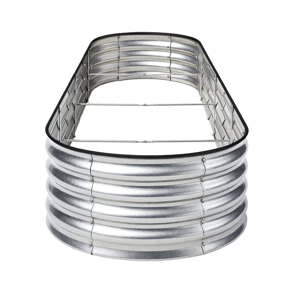 Livsip Garden Bed Oval Galvanised Steel Container 320x80x42cm Silver-Garden Bed-PEROZ Accessories