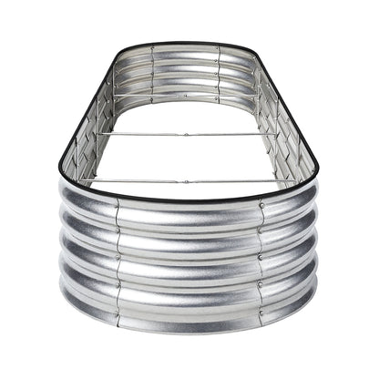 Livsip Garden Bed Oval Galvanised Steel Container 320x80x42cm Silver-Garden Bed-PEROZ Accessories