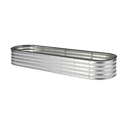 Livsip Garden Bed Oval Galvanised Steel Container 320x80x42cm Silver-Garden Bed-PEROZ Accessories