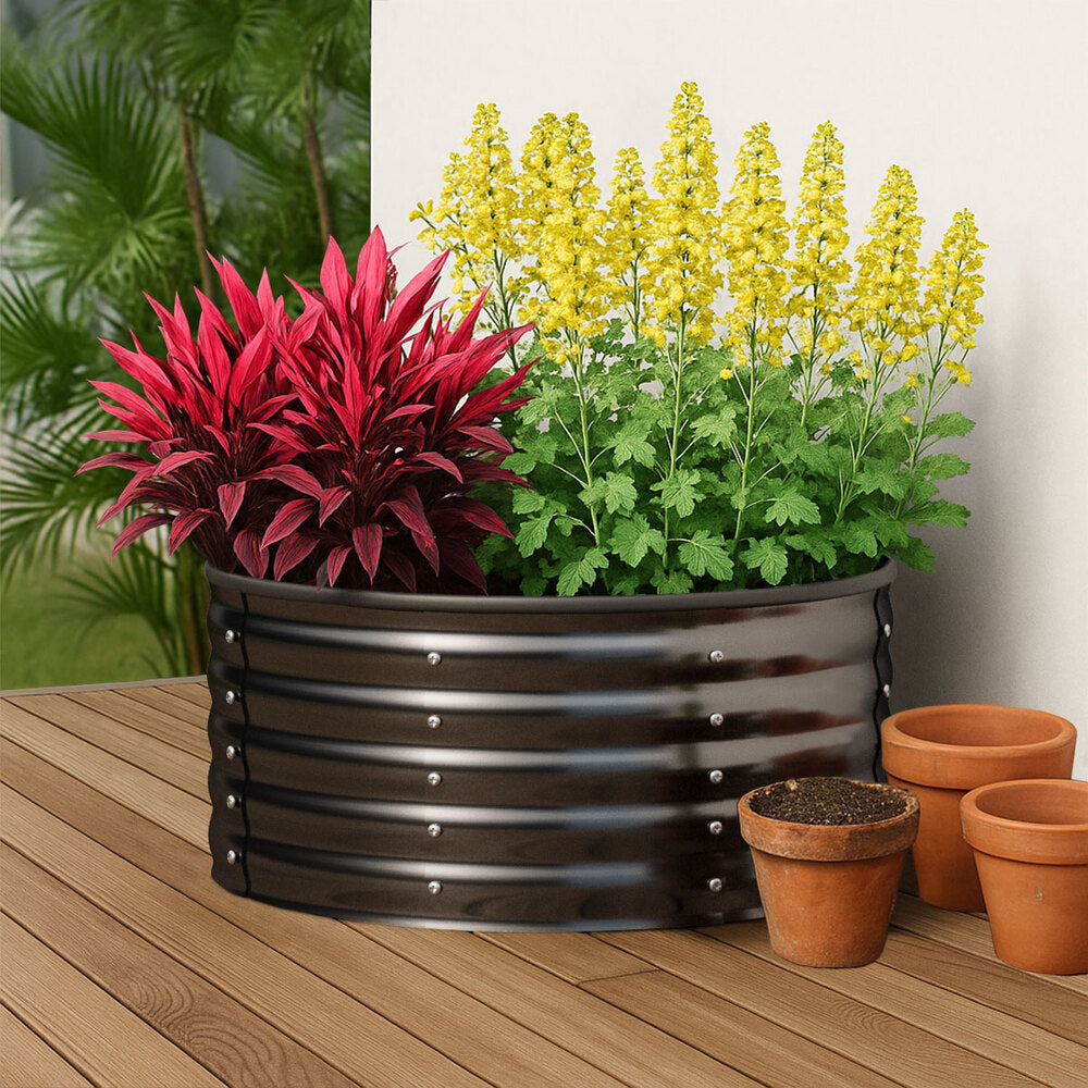 Livsip Garden Bed 90x45cm Galvanised Steel Round-Garden Bed-PEROZ Accessories