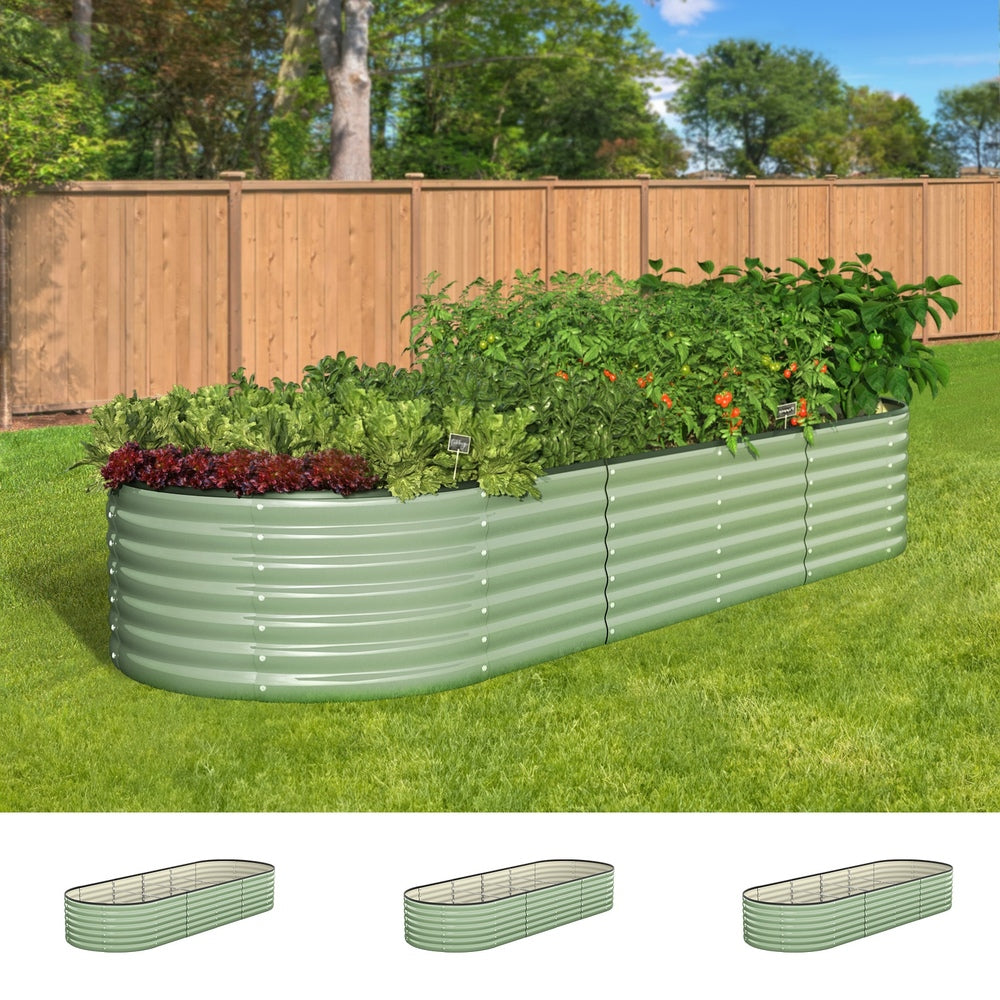 Livsip 3x Garden Bed 240x80x56cm Planter Box Raised Container Galvanised Green-Garden Bed-PEROZ Accessories