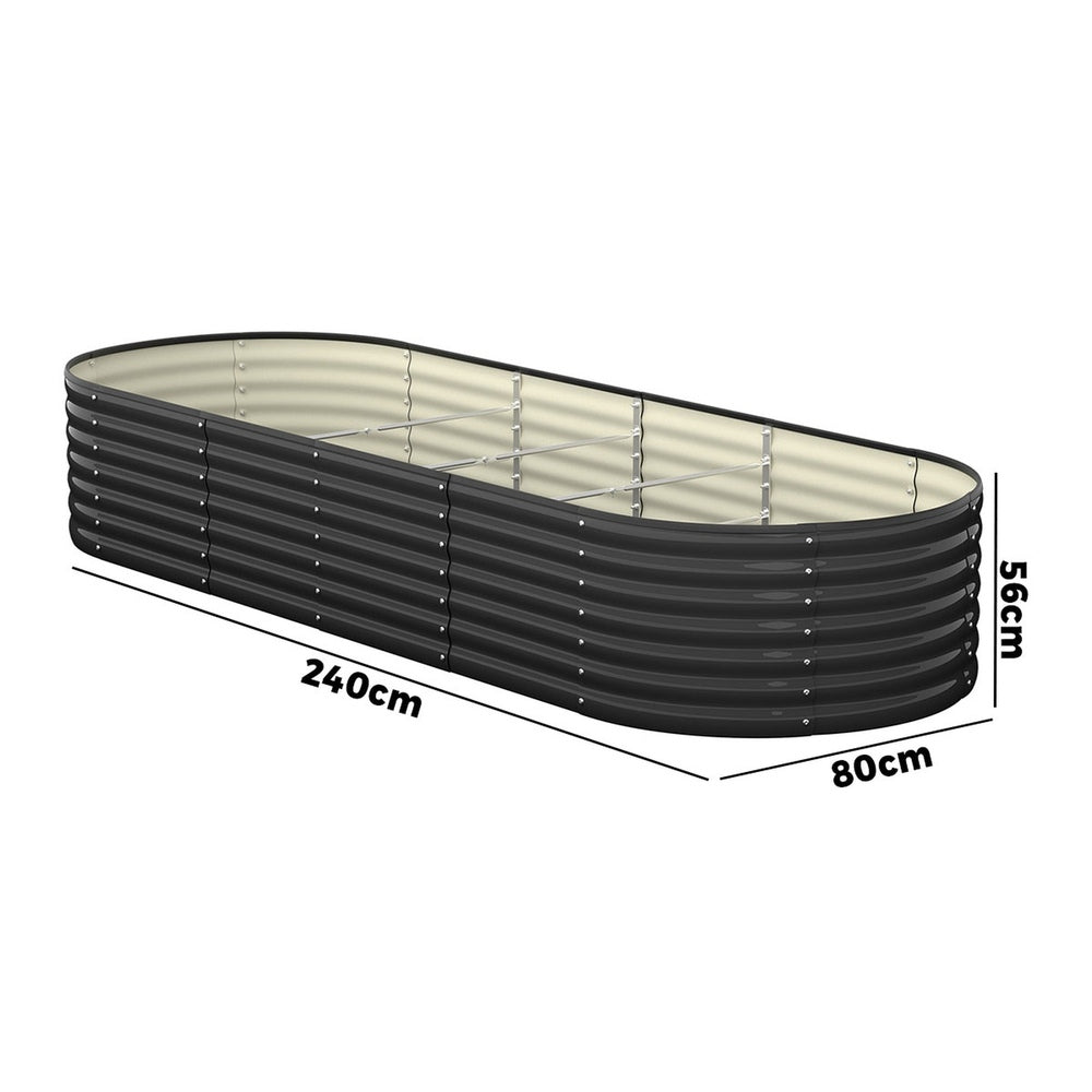 Livsip Raised Garden Bed 240cmX80cmX56cm Galvanised Steel Garden Bed 2pcs-Garden Beds-PEROZ Accessories