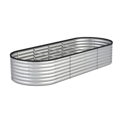 Livsip Garden Bed Oval Galvanised Steel Container 240x80x56cm Silver-Garden Bed-PEROZ Accessories