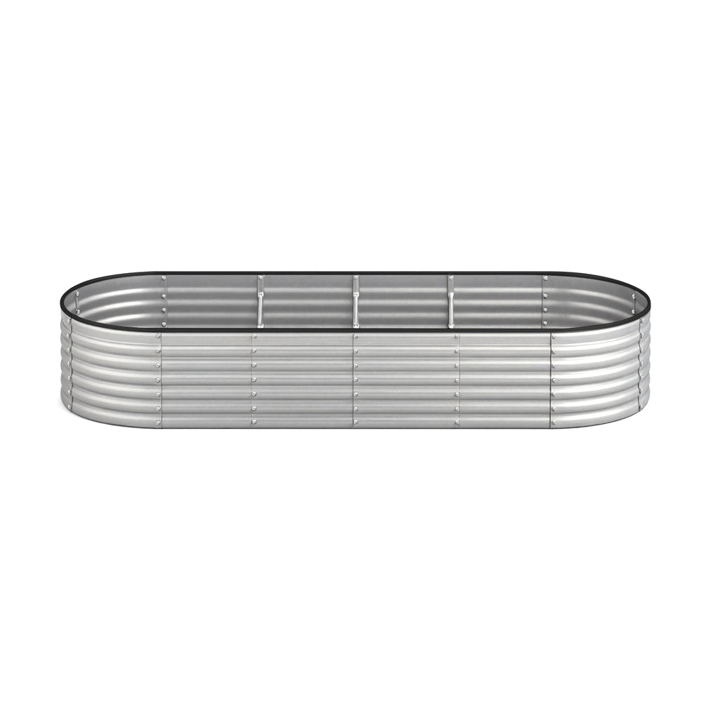 Livsip Garden Bed Oval Galvanised Steel Container 240x80x56cm Silver-Garden Bed-PEROZ Accessories