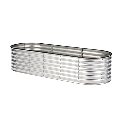 Livsip Garden Bed Oval Galvanised Steel Container 240x80x56cm Silver-Garden Bed-PEROZ Accessories