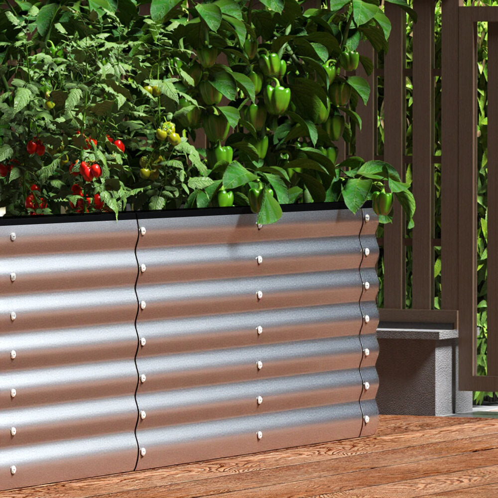Livsip Garden Bed Oval Galvanised Steel Container 240x80x56cm Silver-Garden Bed-PEROZ Accessories