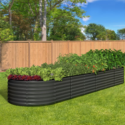 Livsip Raised Garden Bed Beds Kit Planter Oval Galvanised Steel 320cmX80cmX56cm-Garden Bed-PEROZ Accessories
