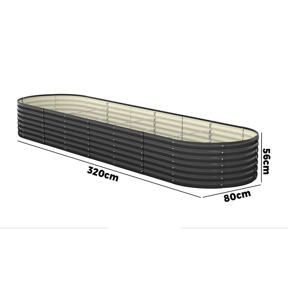 Livsip Raised Garden Bed 320cmX80cmX56cm Galvanised Steel Garden Bed 4pcs-Garden Beds-PEROZ Accessories