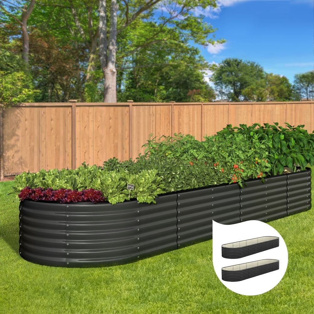 Livsip Raised Garden Bed 320cmX80cmX56cm Galvanised Steel Garden Bed 2pcs-Garden Beds-PEROZ Accessories