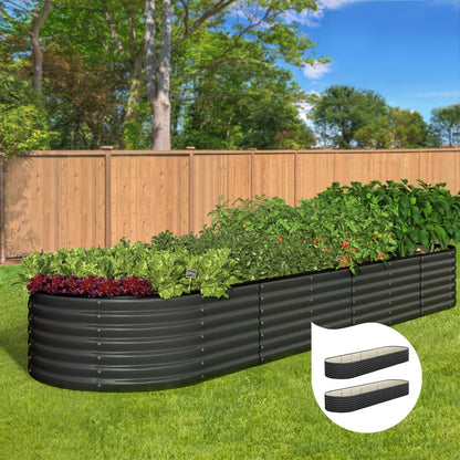 Livsip Raised Garden Bed 320cmX80cmX56cm Galvanised Steel Garden Bed 2pcs-Garden Beds-PEROZ Accessories