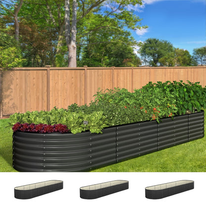 Livsip Raised Garden Bed 320cmX80cmX56cm Galvanised Steel Garden Bed 3pcs-Garden Beds-PEROZ Accessories
