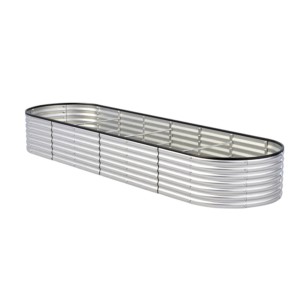 Livsip Garden Bed Oval Galvanised Steel Container 320x80x56cm Silver-Garden Bed-PEROZ Accessories