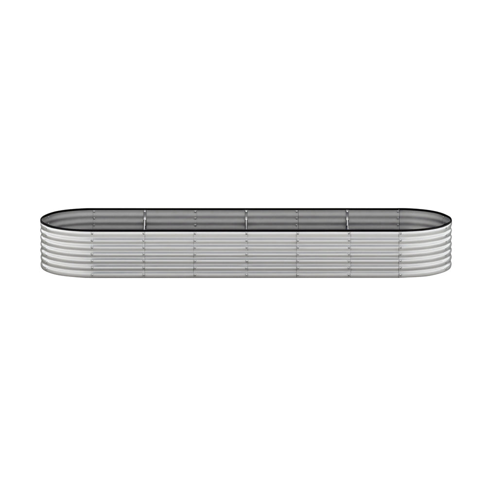 Livsip Garden Bed Oval Galvanised Steel Container 320x80x56cm Silver-Garden Bed-PEROZ Accessories