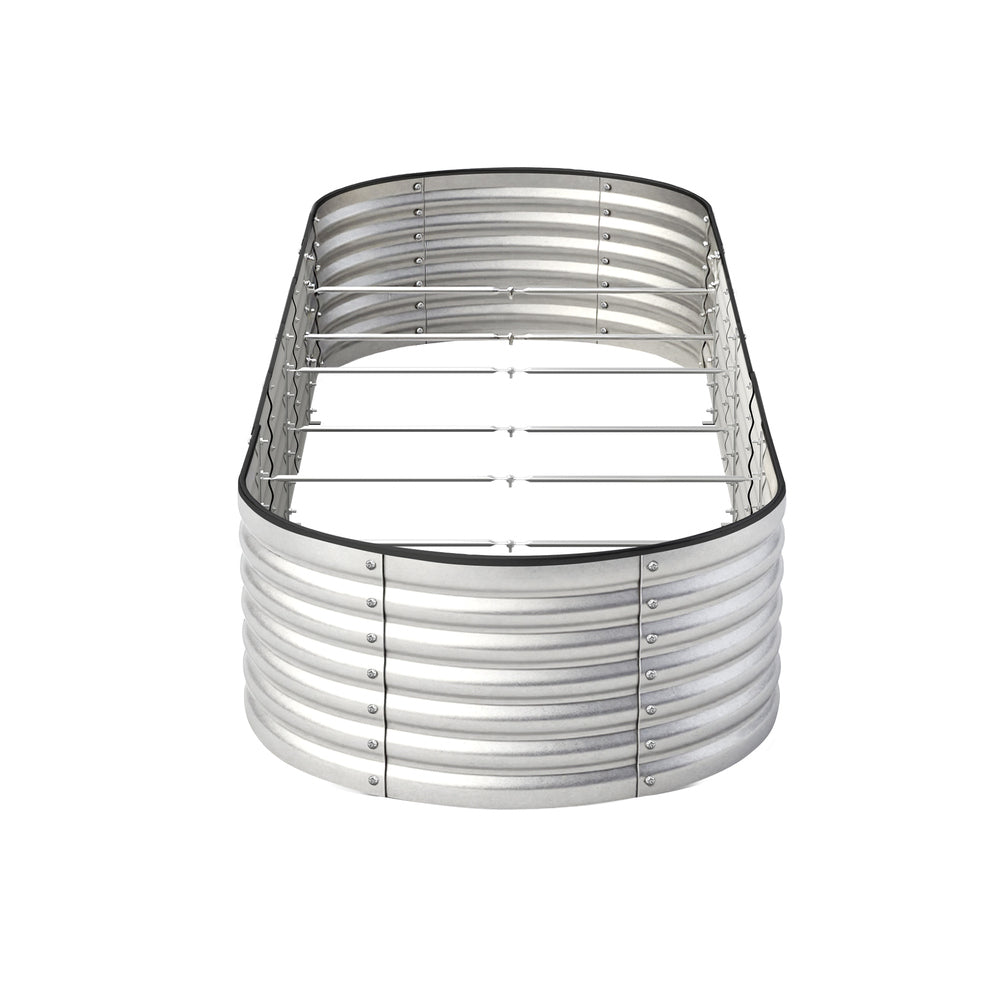 Livsip Garden Bed Oval Galvanised Steel Container 320x80x56cm Silver-Garden Bed-PEROZ Accessories