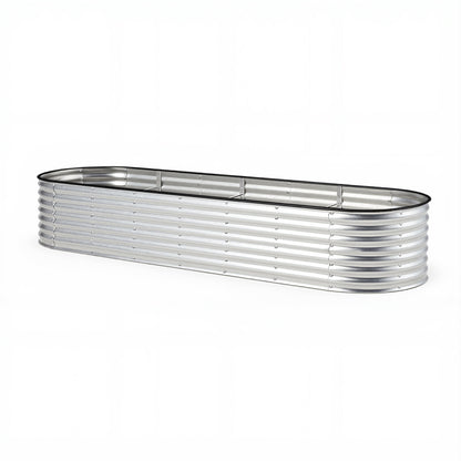 Livsip Garden Bed Oval Galvanised Steel Container 320x80x56cm Silver-Garden Bed-PEROZ Accessories