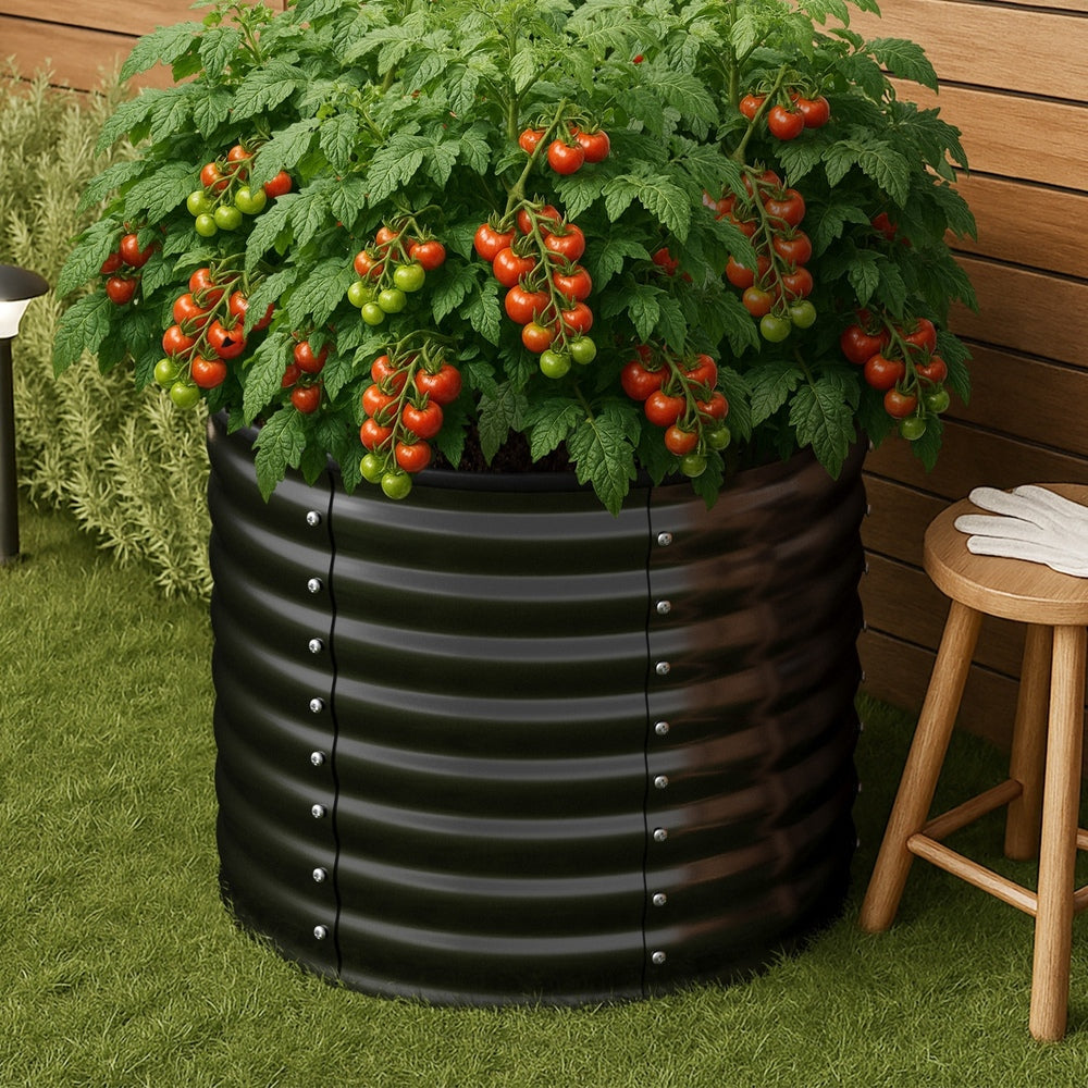 Livsip Garden Bed 80x68cm Galvanised Steel Round-Garden Bed-PEROZ Accessories