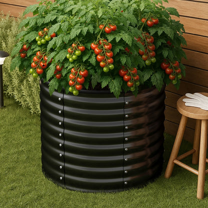 Livsip Garden Bed 80x68cm Galvanised Steel Round-Garden Bed-PEROZ Accessories