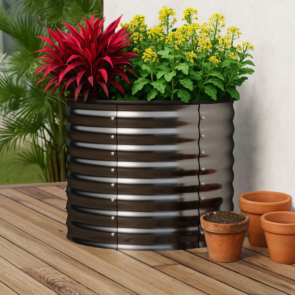 Livsip Garden Bed 80x68cm Galvanised Steel Round-Garden Bed-PEROZ Accessories