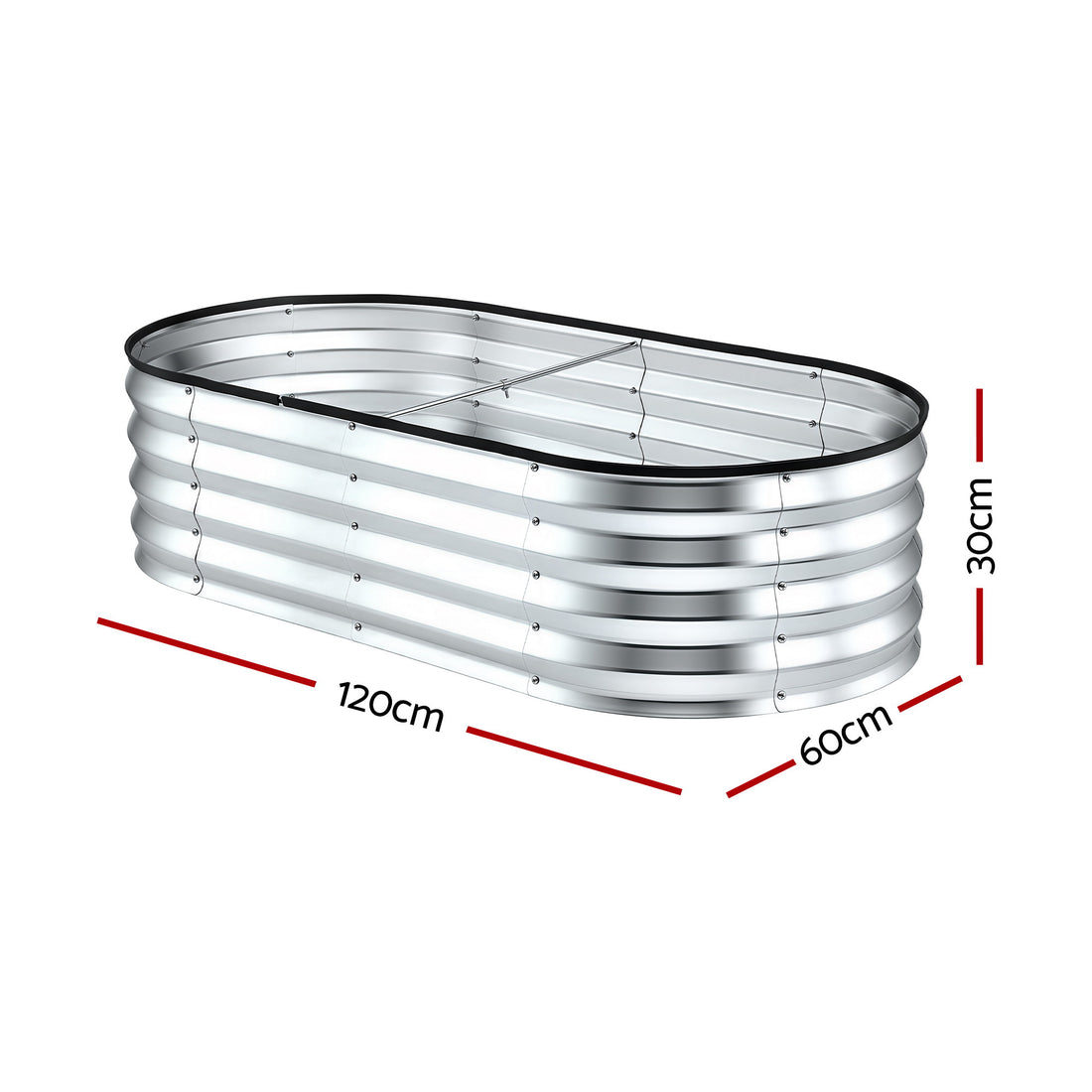 Green Fingers Raised Garden Bed Galvanised Oval Metal Planter Box Large Outdoor 120x60x30cm Silver-Home &amp; Garden > Garden Beds > Garden Beds &amp; Planters-PEROZ Accessories