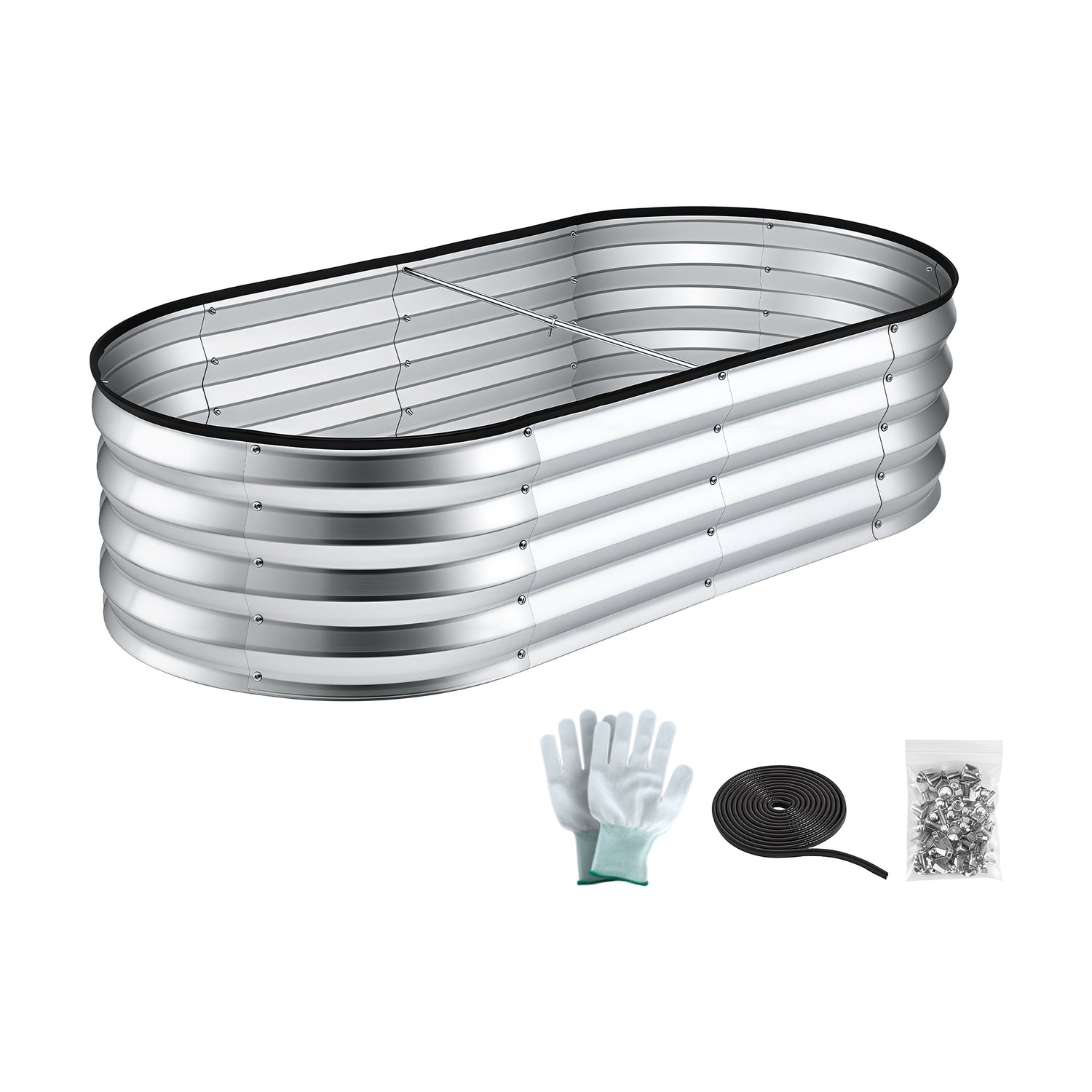 Green Fingers Raised Garden Bed Galvanised Oval Metal Planter Box Large Outdoor 120x60x30cm Silver-Home &amp; Garden > Garden Beds > Garden Beds &amp; Planters-PEROZ Accessories