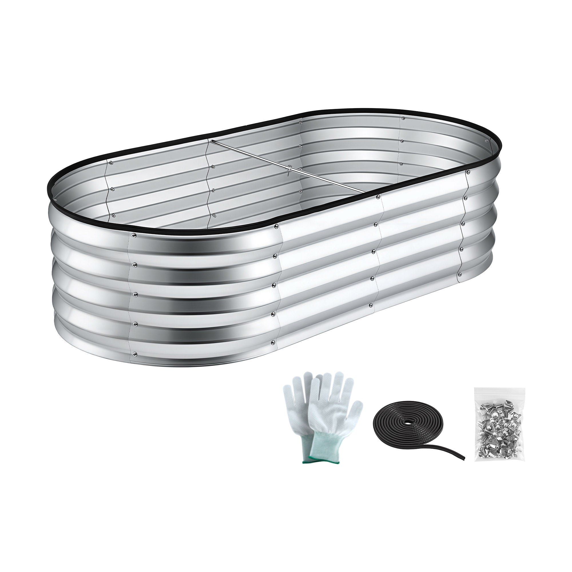 Green Fingers Raised Garden Bed Galvanised Oval Metal Planter Box Large Outdoor 120x60x30cm Silver-Home &amp; Garden > Garden Beds > Garden Beds &amp; Planters-PEROZ Accessories