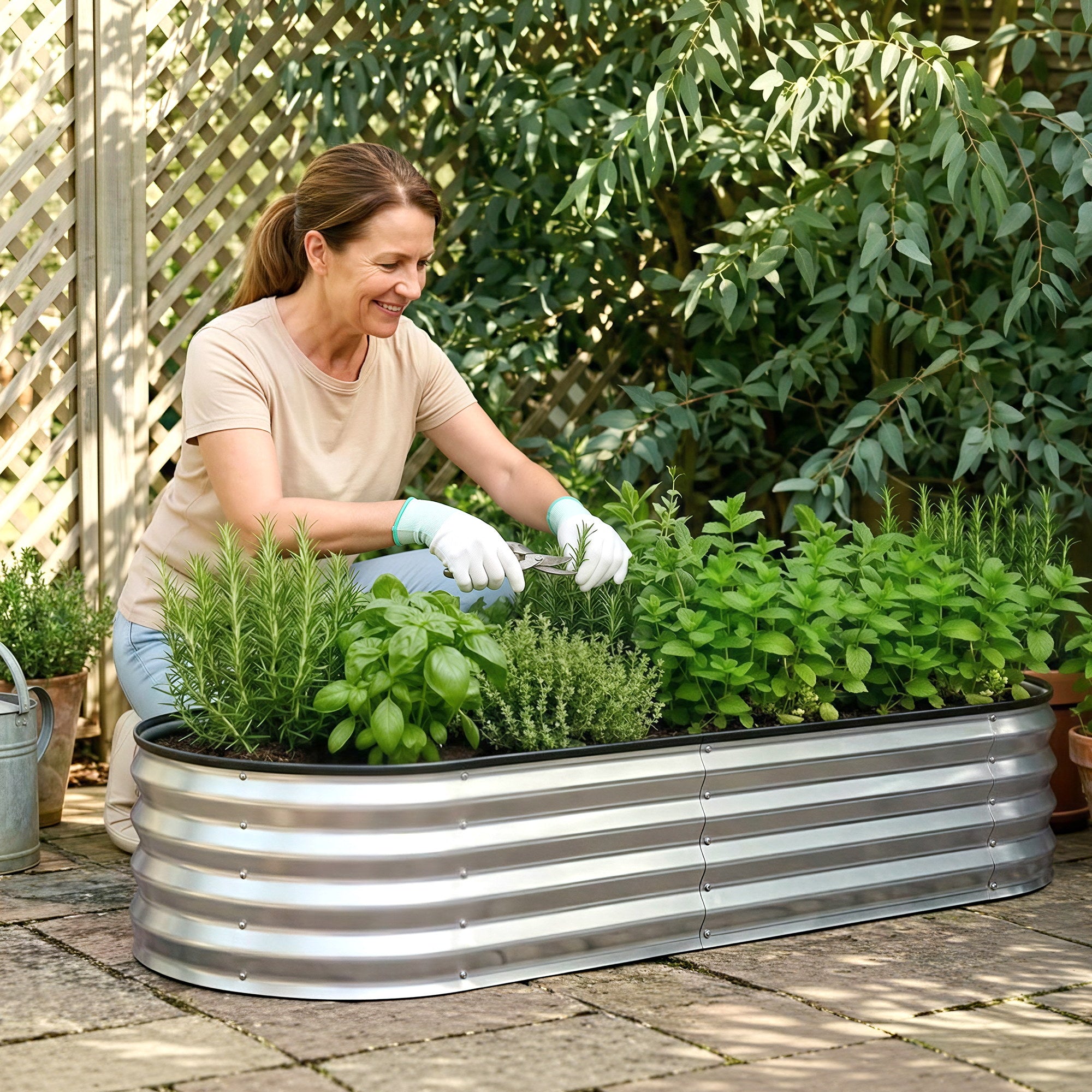 Green Fingers Raised Garden Bed Galvanised Oval Metal Planter Box Large Outdoor 120x60x30cm Silver-Home &amp; Garden > Garden Beds > Garden Beds &amp; Planters-PEROZ Accessories