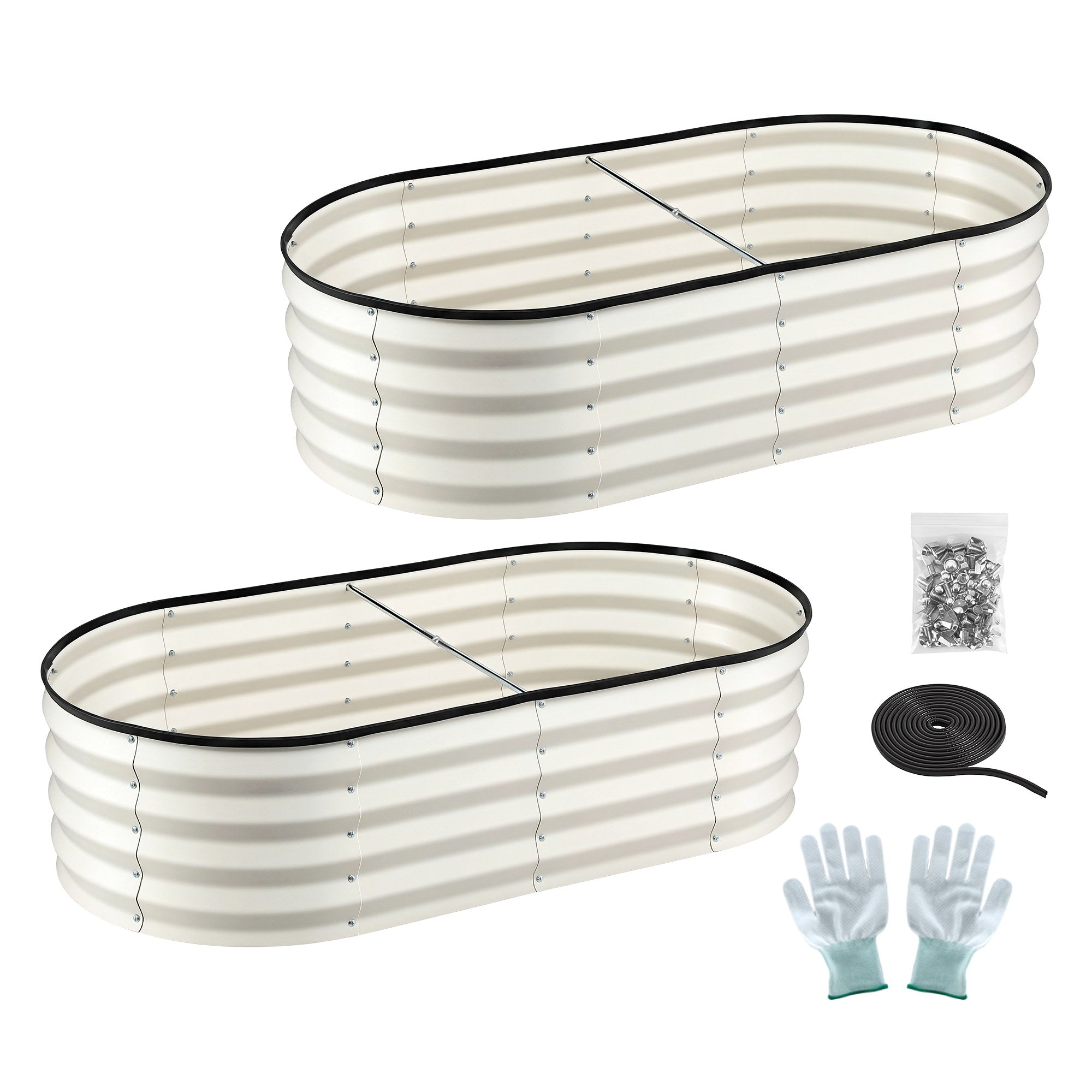 Green Fingers Raised Garden Bed 2 Pack Galvanised Planter Box Rust Resistant 120x60x30cm White-Home &amp; Garden > Garden Beds > Garden Beds &amp; Planters-PEROZ Accessories
