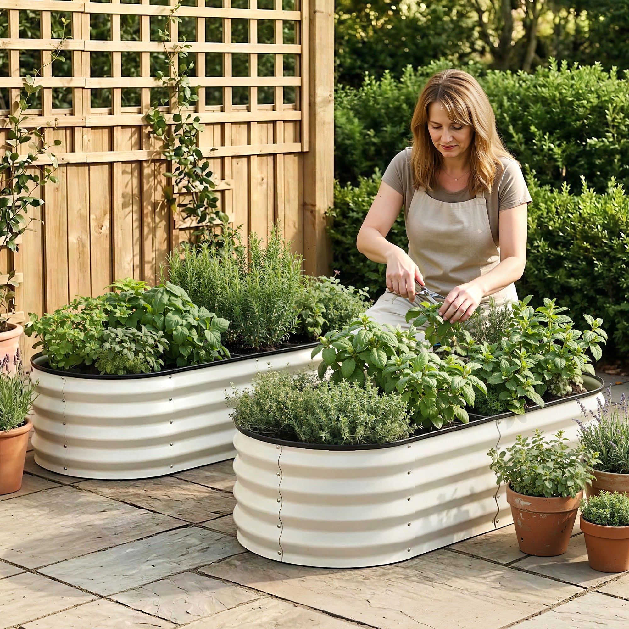 Green Fingers Raised Garden Bed 2 Pack Galvanised Planter Box Rust Resistant 120x60x30cm White-Home &amp; Garden > Garden Beds > Garden Beds &amp; Planters-PEROZ Accessories