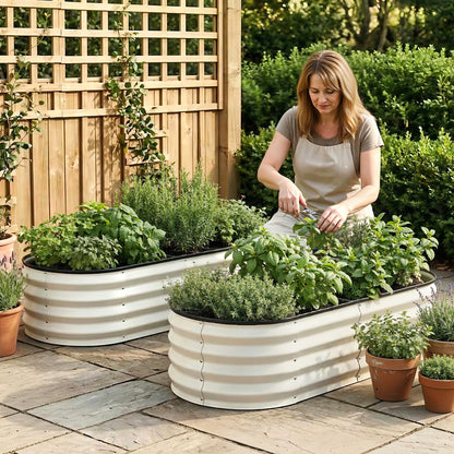 Green Fingers Raised Garden Bed 2 Pack Galvanised Planter Box Rust Resistant 120x60x30cm White-Home &amp; Garden > Garden Beds > Garden Beds &amp; Planters-PEROZ Accessories