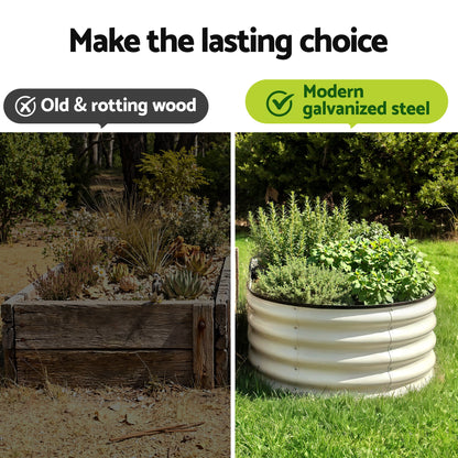 Green Fingers Raised Garden Bed 2 Pack Galvanised Planter Box Rust Resistant 120x60x30cm White-Home &amp; Garden > Garden Beds > Garden Beds &amp; Planters-PEROZ Accessories