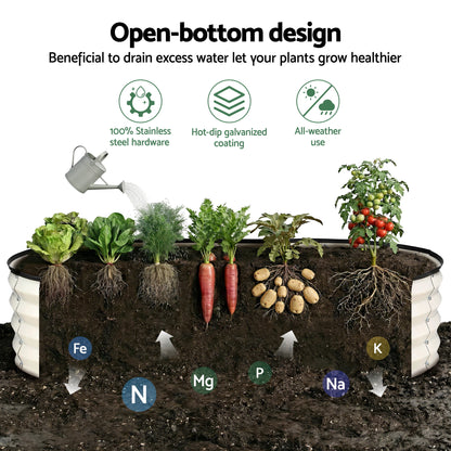 Green Fingers Raised Garden Bed 2 Pack Galvanised Planter Box Rust Resistant 120x60x30cm White-Home &amp; Garden > Garden Beds > Garden Beds &amp; Planters-PEROZ Accessories