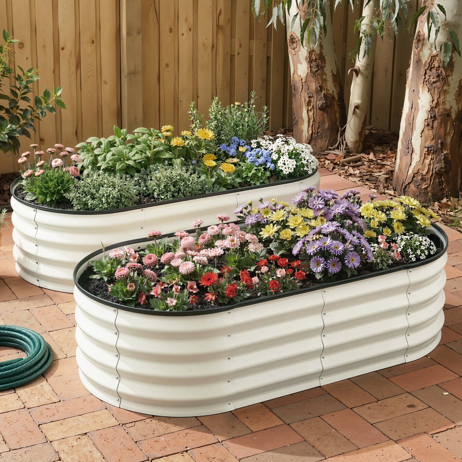 Green Fingers Raised Garden Bed 2 Pack Galvanised Planter Box Rust Resistant 120x60x30cm White-Home &amp; Garden > Garden Beds > Garden Beds &amp; Planters-PEROZ Accessories