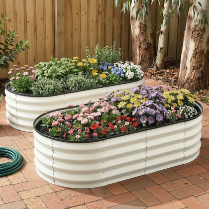 Green Fingers Raised Garden Bed 2 Pack Galvanised Planter Box Rust Resistant 120x60x30cm White-Home &amp; Garden > Garden Beds > Garden Beds &amp; Planters-PEROZ Accessories