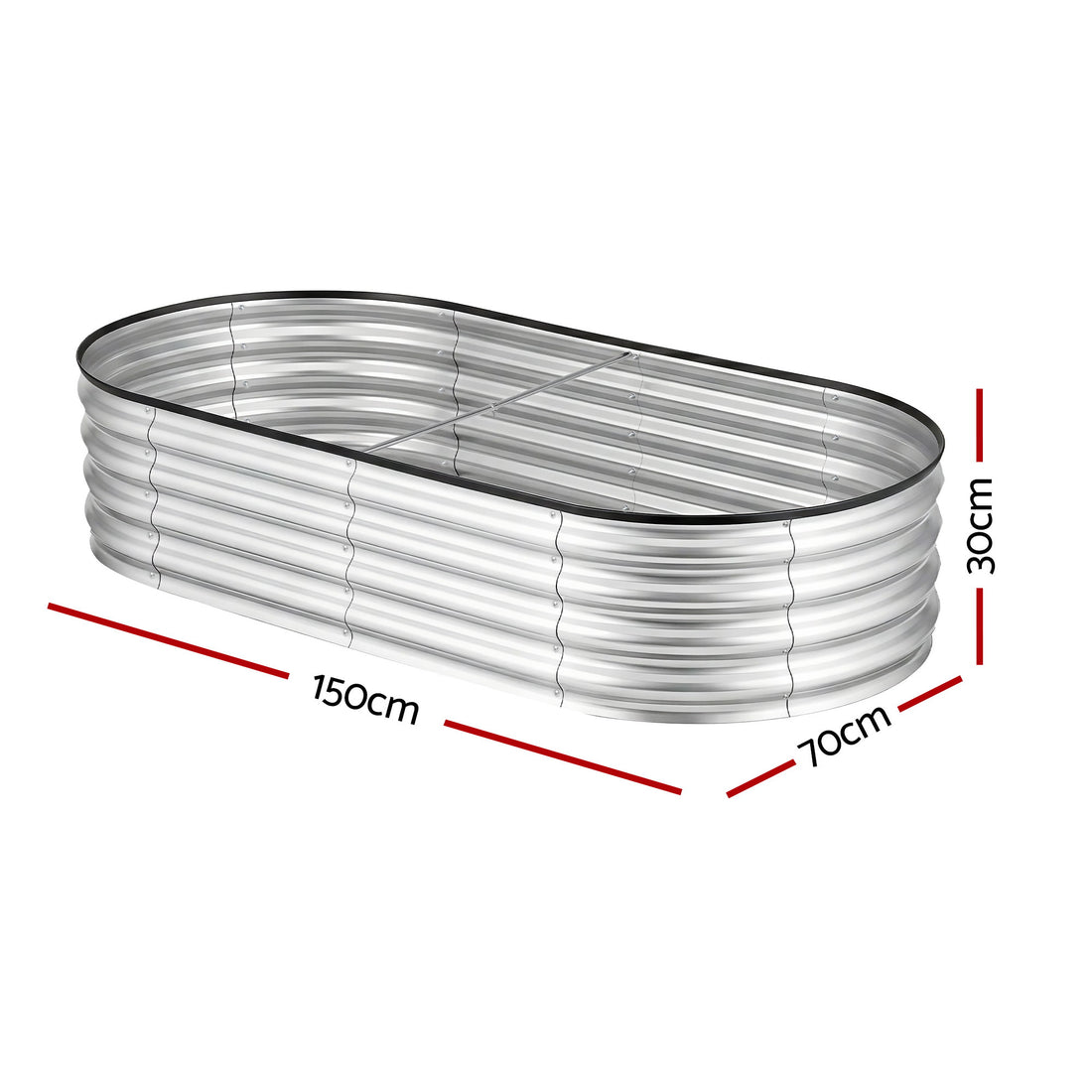 Green Fingers Raised Garden Bed Galvanised Oval Metal Planter Box Large Outdoor 150x70x30cm Silver-Home &amp; Garden > Garden Beds > Garden Beds &amp; Planters-PEROZ Accessories