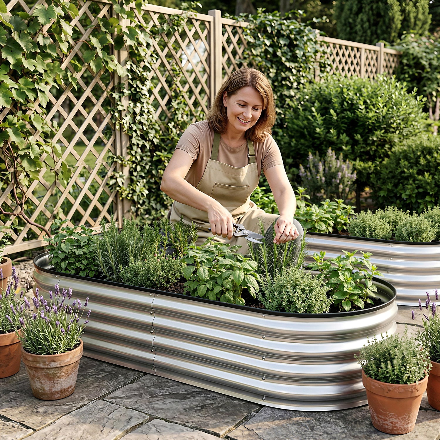 Green Fingers Raised Garden Bed Galvanised Oval Metal Planter Box Large Outdoor 150x70x30cm Silver-Home &amp; Garden > Garden Beds > Garden Beds &amp; Planters-PEROZ Accessories